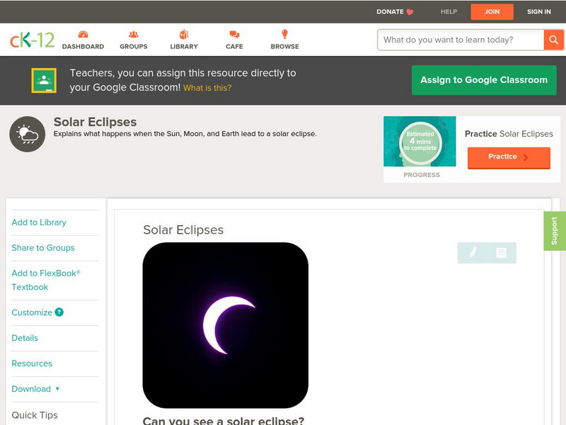 Ck 12: Earth Science: Solar Eclipses Unit Plan Ck 12: Earth Science: Solar Eclipses Unit Plan