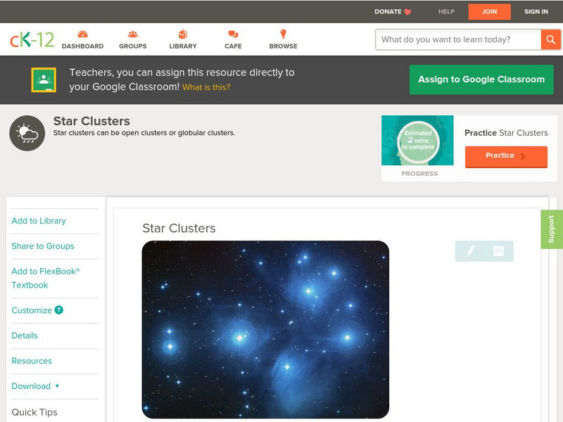 Ck 12: Earth Science: Star Clusters Unit Plan Ck 12: Earth Science: Star Clusters Unit Plan