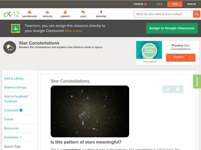Ck 12: Earth Science: Star Constellations Unit Plan Ck 12: Earth Science: Star Constellations Unit Plan