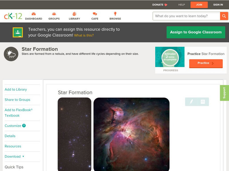 Ck 12: Earth Science: Star Formation Unit Plan Ck 12: Earth Science: Star Formation Unit Plan