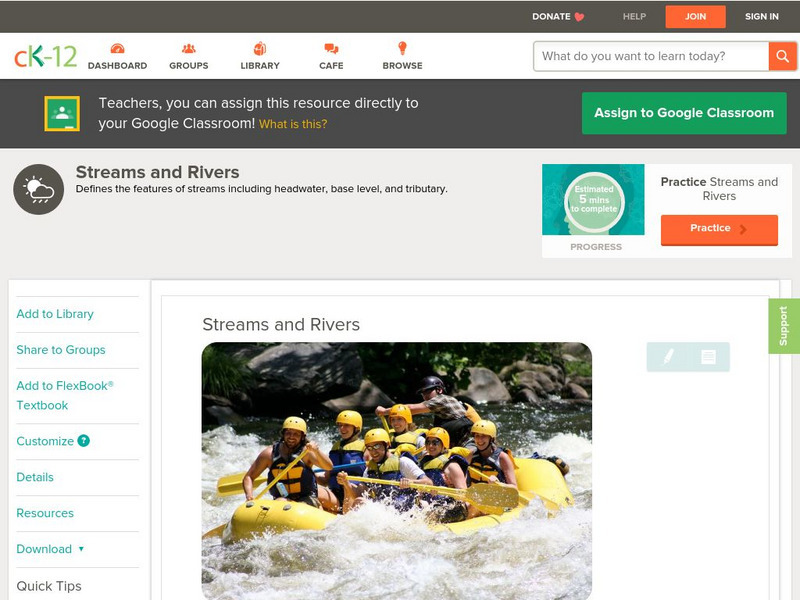 Ck 12: Earth Science: Streams and Rivers Unit Plan Ck 12: Earth Science: Streams and Rivers Unit Plan