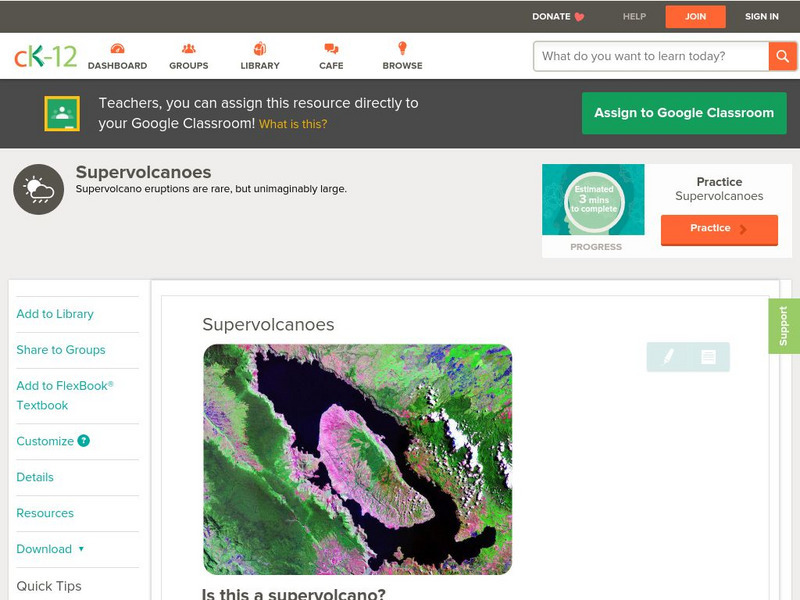 Ck 12: Earth Science: Supervolcanoes Unit Plan Ck 12: Earth Science: Supervolcanoes Unit Plan