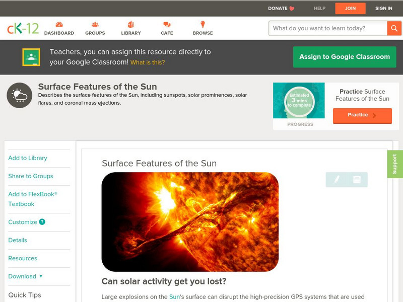 Ck 12: Earth Science: Surface Features of the Sun Unit Plan Ck 12: Earth Science: Surface Features of the Sun Unit Plan