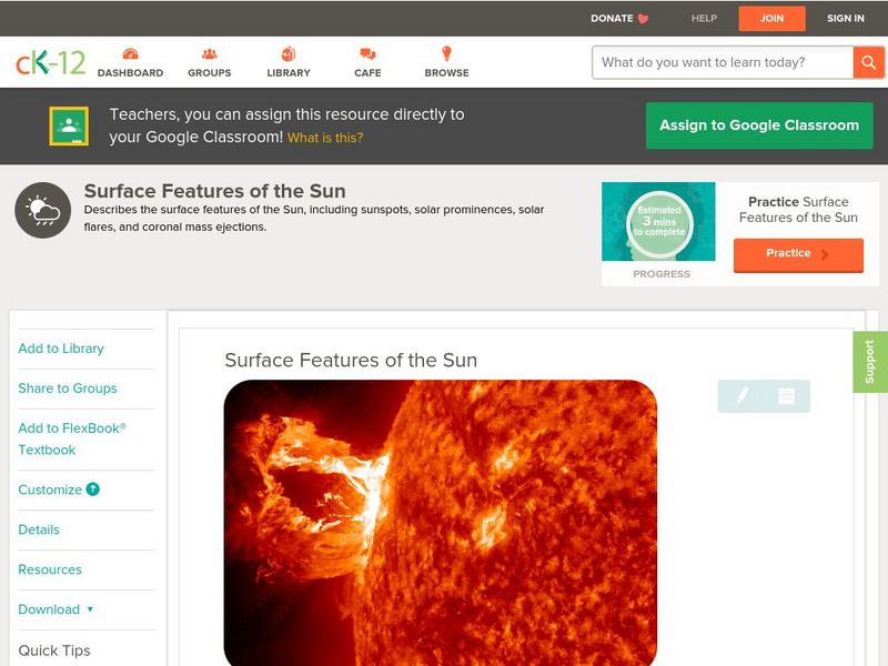 Ck 12: Earth Science: Surface Features of the Sun Unit Plan Ck 12: Earth Science: Surface Features of the Sun Unit Plan