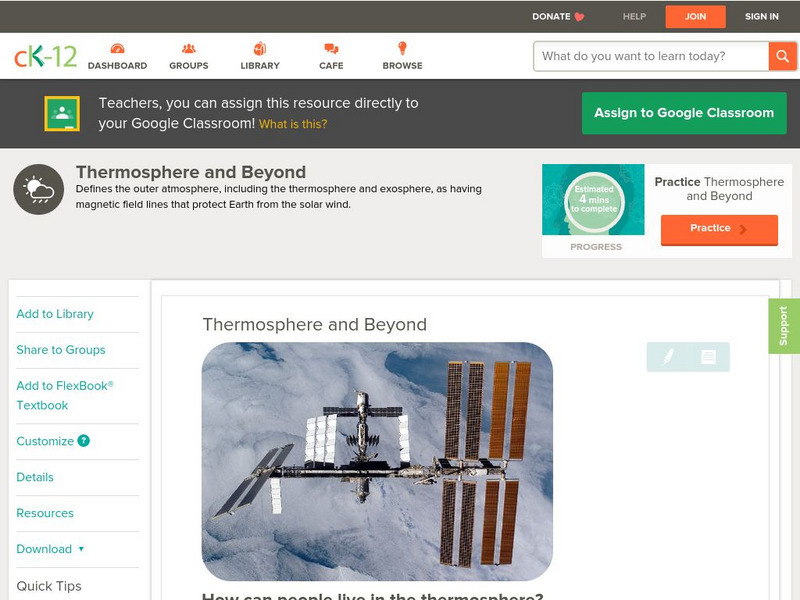 Ck 12: Earth Science: Thermosphere and Beyond Unit Plan Ck 12: Earth Science: Thermosphere and Beyond Unit Plan