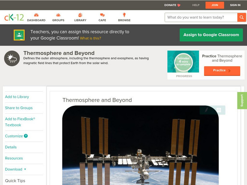 Ck 12: Earth Science: Thermosphere and Beyond Unit Plan Ck 12: Earth Science: Thermosphere and Beyond Unit Plan