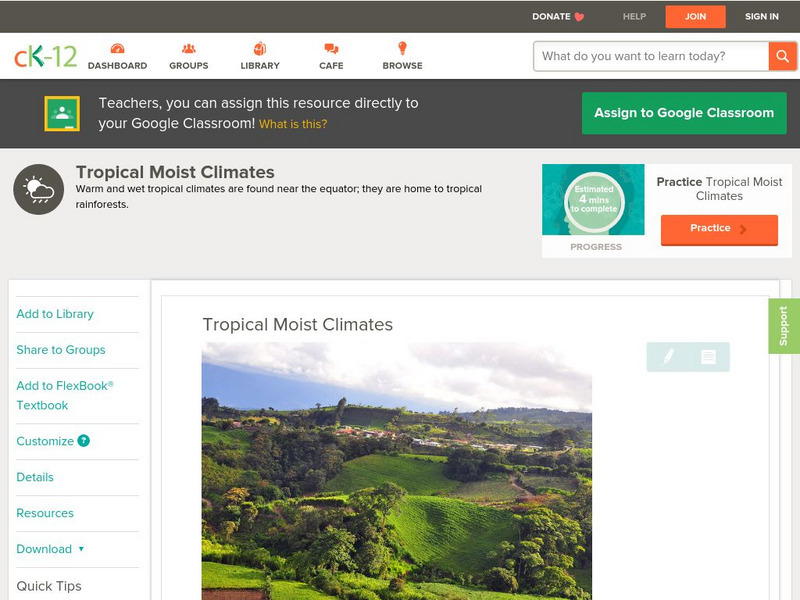 Ck 12: Earth Science: Tropical Moist Climates Unit Plan Ck 12: Earth Science: Tropical Moist Climates Unit Plan