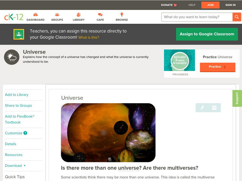 Ck 12: Earth Science: Universe Unit Plan Ck 12: Earth Science: Universe Unit Plan