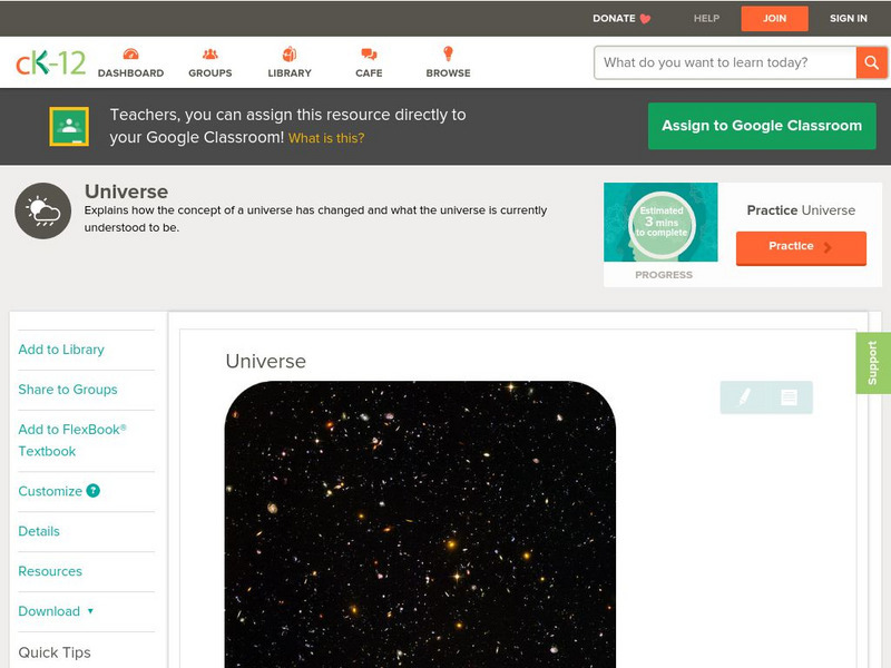 Ck 12: Earth Science: Universe Unit Plan Ck 12: Earth Science: Universe Unit Plan