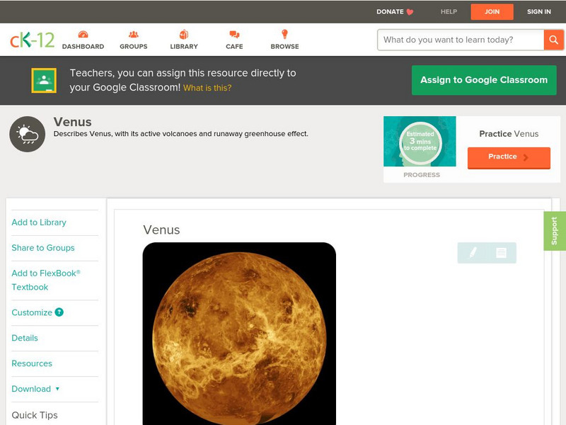 Ck 12: Earth Science: Venus Unit Plan Ck 12: Earth Science: Venus Unit Plan