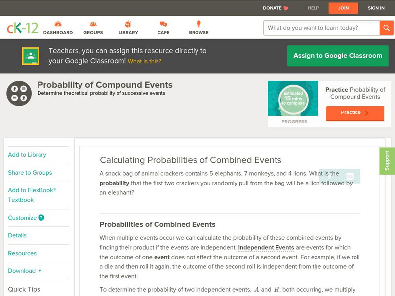 Ck 12: Probability: Probability of Compound Events Unit Plan Ck 12: Probability: Probability of Compound Events Unit Plan