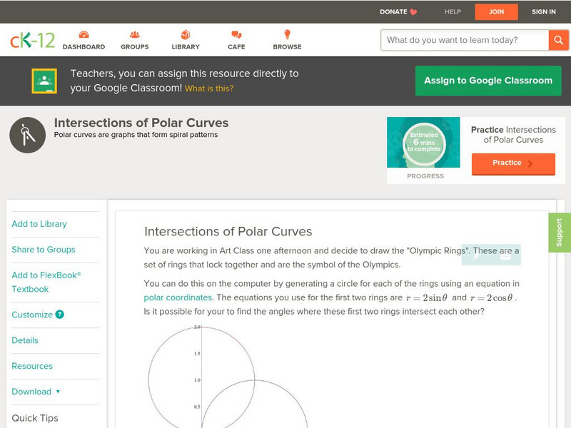 Ck 12: Trigonometry: Intersections of Polar Curves Unit Plan Ck 12: Trigonometry: Intersections of Polar Curves Unit Plan