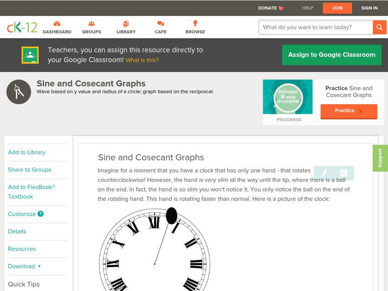 Ck 12: Trigonometry: Sine and Cosecant Graphs Unit Plan Ck 12: Trigonometry: Sine and Cosecant Graphs Unit Plan