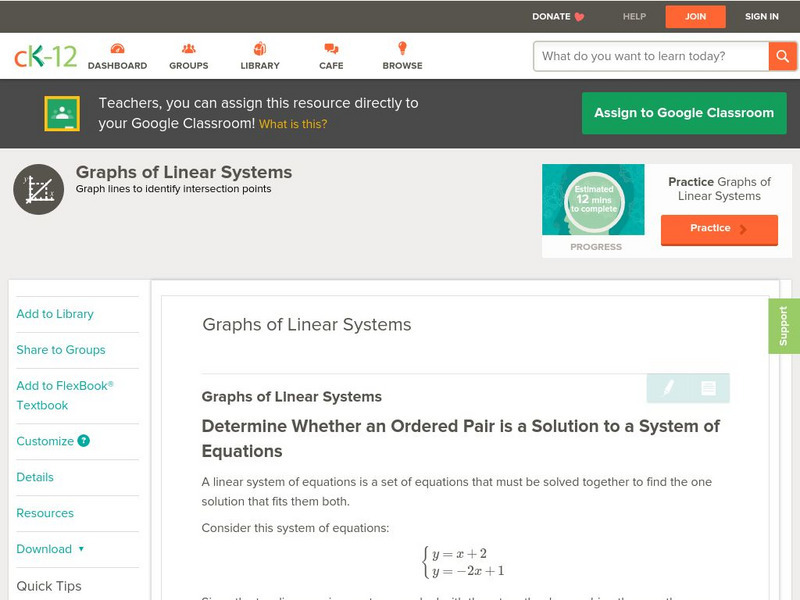 Ck 12: Algebra: Graphs of Linear Systems Unit Plan Ck 12: Algebra: Graphs of Linear Systems Unit Plan