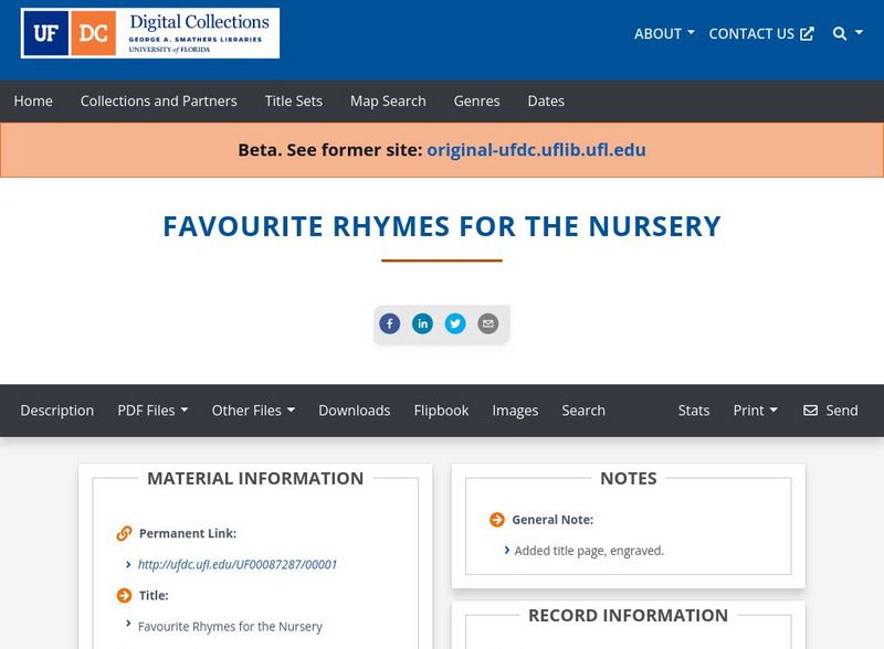 Baldwin Library: Favourite Rhymes for the Nursery Primary Baldwin Library: Favourite Rhymes for the Nursery Primary