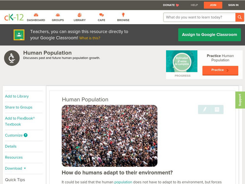 Ck 12: Biology: Human Population Unit Plan Ck 12: Biology: Human Population Unit Plan