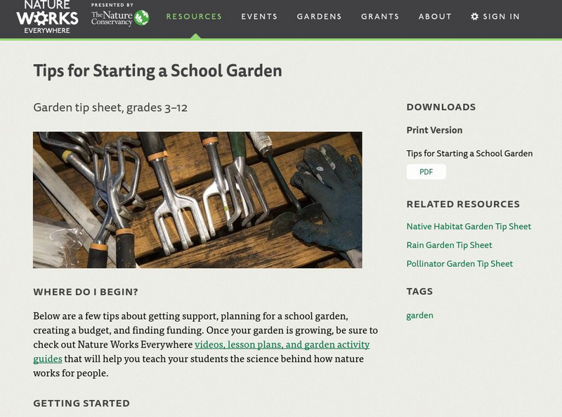 Nature Works Everywhere: Tips for Starting a School Garden Handout Nature Works Everywhere: Tips for Starting a School Garden Handout