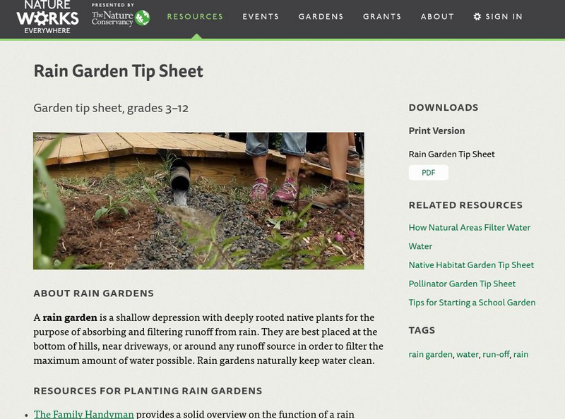 Nature Works Everywhere: Rain Garden Resources Handout Nature Works Everywhere: Rain Garden Resources Handout