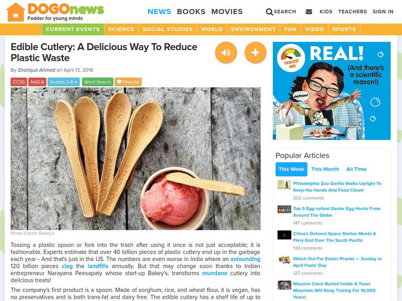 Dogo News: Week of 4 18 16: Edible Cutlery Article