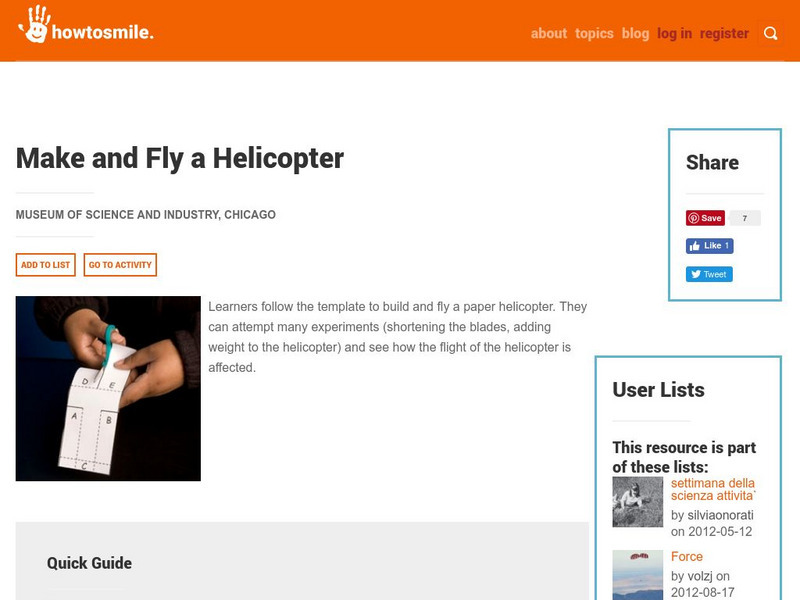 National Science Digital Library: Smile: Make and Fly a Helicopter Activity National Science Digital Library: Smile: Make and Fly a Helicopter Activity