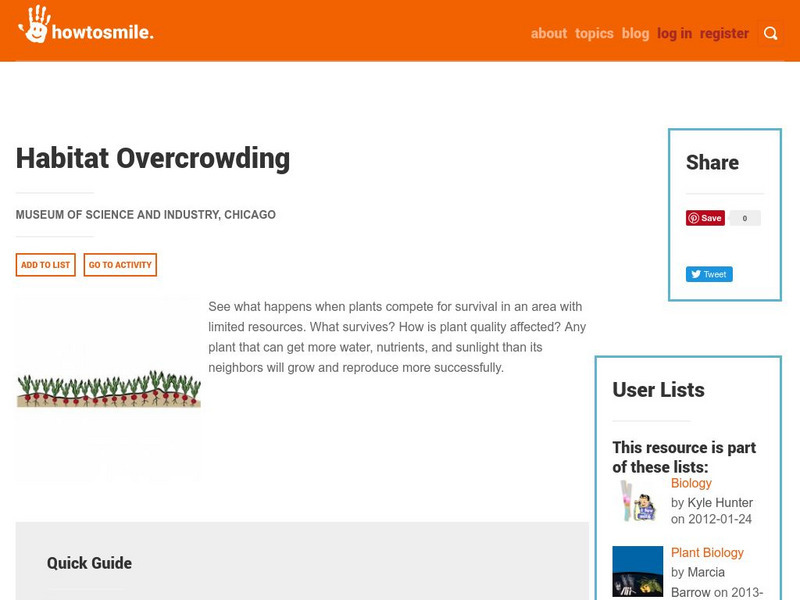 National Science Digital Library: Smile: Habitat Overcrowding Lesson Plan National Science Digital Library: Smile: Habitat Overcrowding Lesson Plan