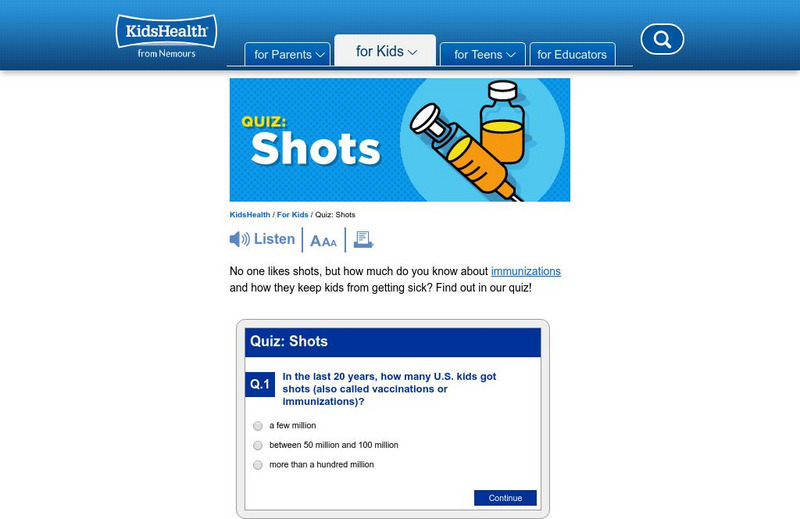 Kids Health: Shots Unknown Type
