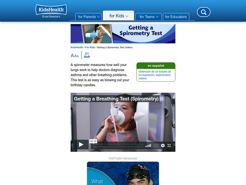 Kids Health: Getting a Spirometry Test Instructional Video