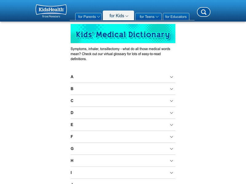 Kids Health: Kids' Medical Dictionary Handout Kids Health: Kids' Medical Dictionary Handout