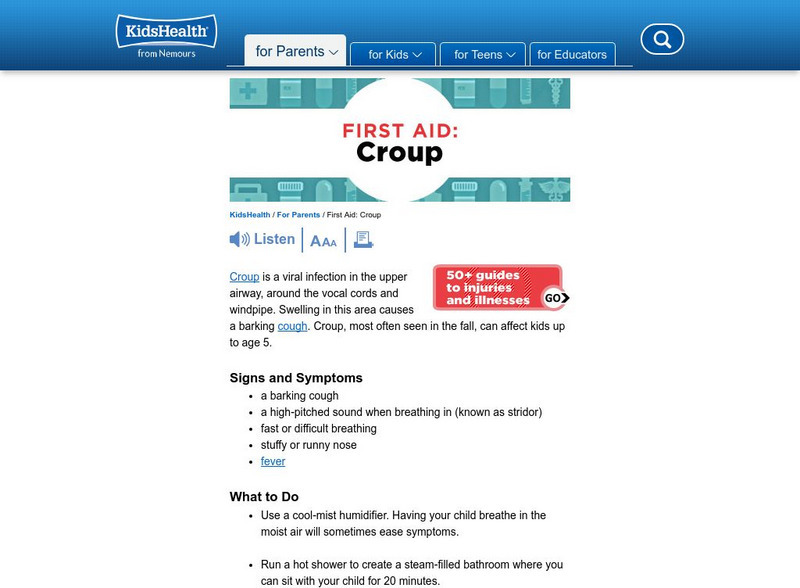 Kids Health: Croup Instruction Sheet Handout Kids Health: Croup Instruction Sheet Handout