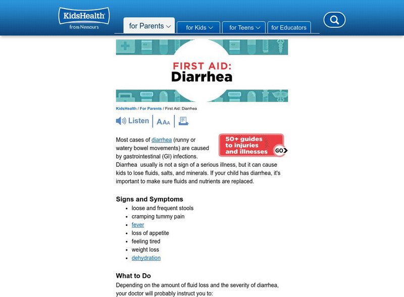 Kids Health: Diarrhea Instruction Sheet Website Kids Health: Diarrhea Instruction Sheet Website