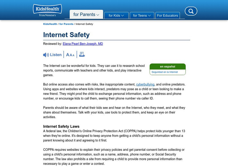 Kids Health: Internet Safety Website Kids Health: Internet Safety Website