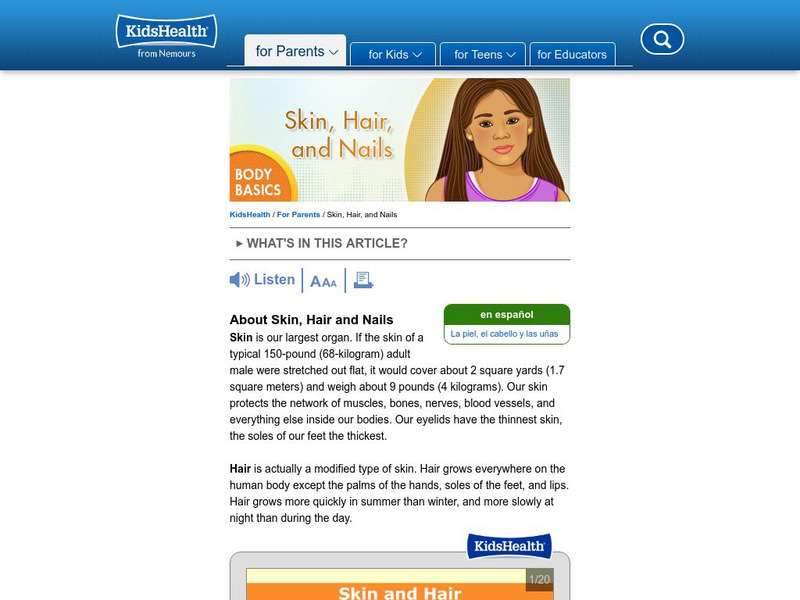 Kids Health: Skin, Hair, and Nails Handout Kids Health: Skin, Hair, and Nails Handout