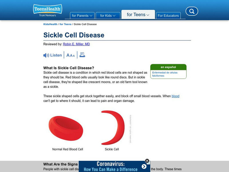 Kids Health: Sickle Cell Anemia Website Kids Health: Sickle Cell Anemia Website