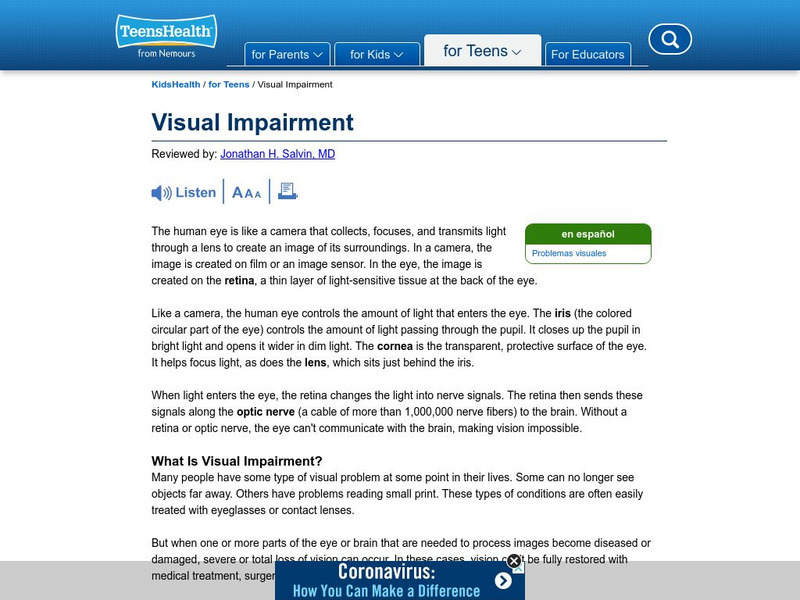 Kids Health: Visual Impairment Facts Professional Doc Kids Health: Visual Impairment Facts Professional Doc