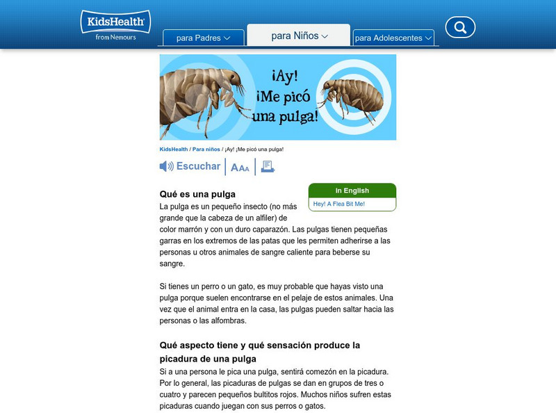 Kids Health: Ay! Me Pico Una Pulga! Website Kids Health: Ay! Me Pico Una Pulga! Website