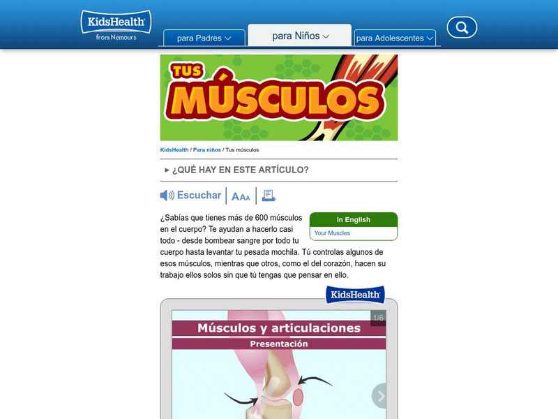 Kids Health: Tus Musculos Handout Kids Health: Tus Musculos Handout