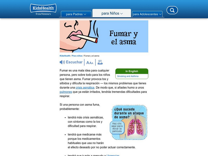 Kids Health: Fumar Y El Asma Website Kids Health: Fumar Y El Asma Website