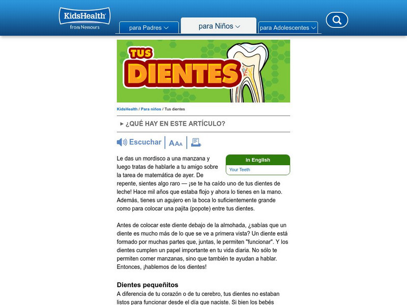 Kids Health: Tu Dientes Article