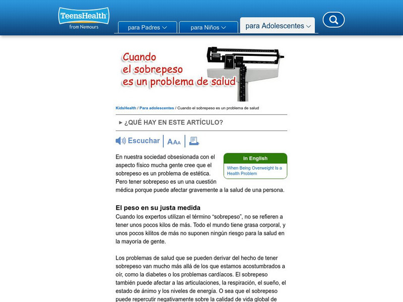 Kids Health: Cuando El Sobre Peso Es Un Problema De Salud Website
