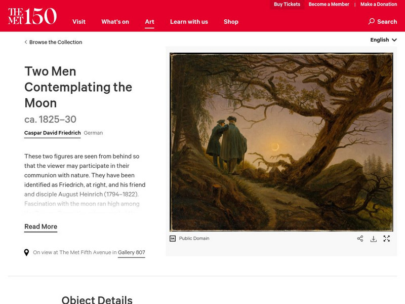Metropolitan Museum of Art: "Two Men Contemplating the Moon," by Friedrich Graphic