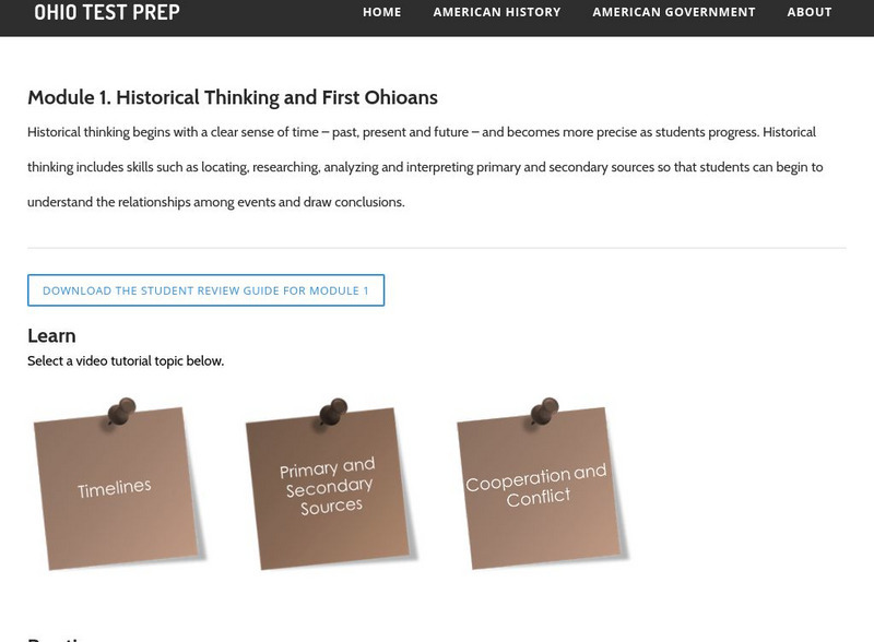 Ohio Test Prep: Module 1: Historical Thinking and First Ohioans Study Guide