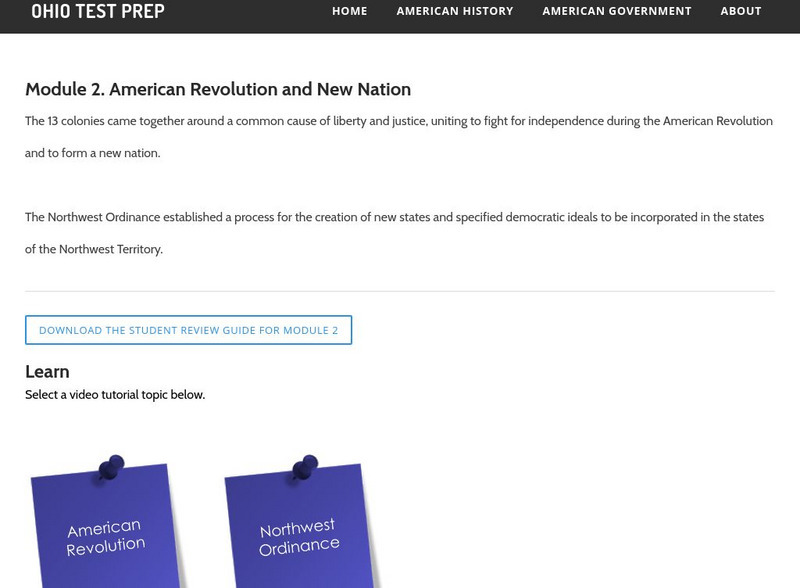 Ohio Test Prep: Module 2: American Revolution and New Nation Study Guide Ohio Test Prep: Module 2: American Revolution and New Nation Study Guide