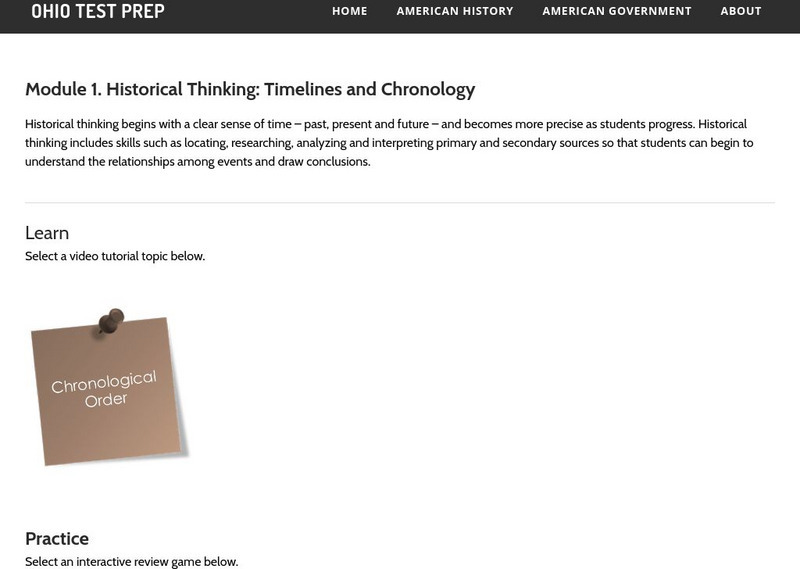 Ohio Test Prep: Module 1: Historical Thinking: Timelines and Chronology Study Guide Ohio Test Prep: Module 1: Historical Thinking: Timelines and Chronology Study Guide