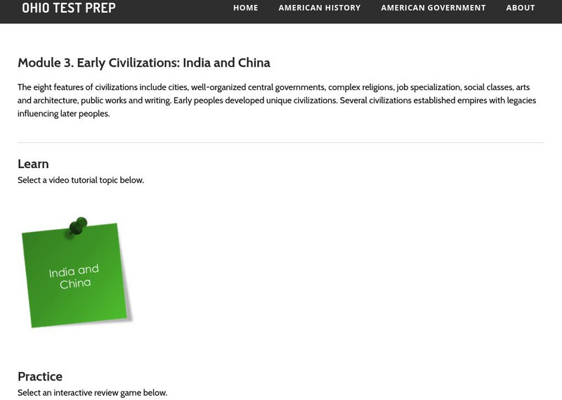 Ohio Test Prep: Module 3: Early Civilizations: India and China Study Guide