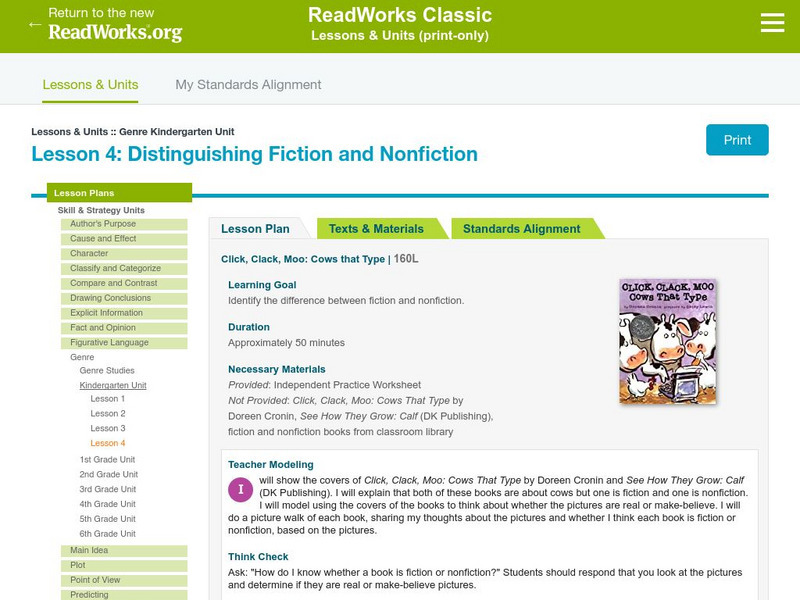 Read Works: Lessons: Click, Clack, Moo: Cows That Type Lesson Plan