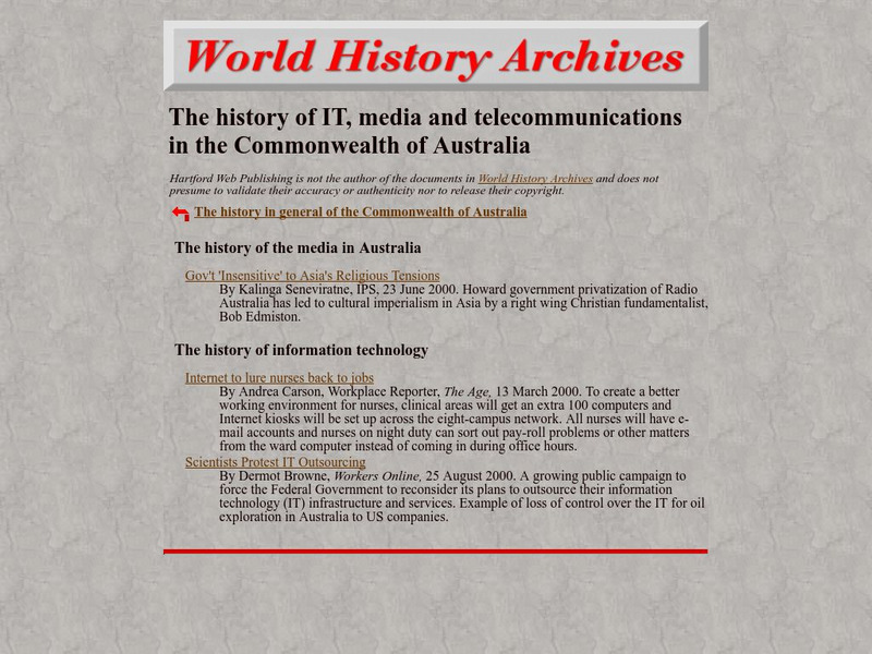 World History Archives: History of It, Media and Telecommunications in Australia Article