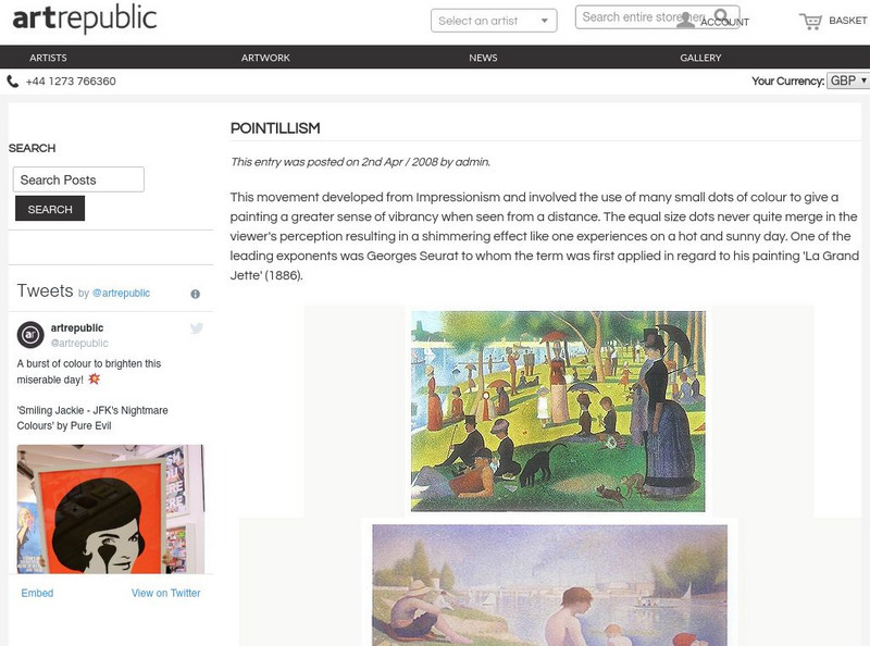 Art Republic: Neo Impressionism/pointillism Handout Art Republic: Neo Impressionism/pointillism Handout