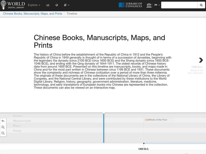 World Digital Library: Chinese Books, Manuscripts, Maps, and Prints: Timeline Primary World Digital Library: Chinese Books, Manuscripts, Maps, and Prints: Timeline Primary