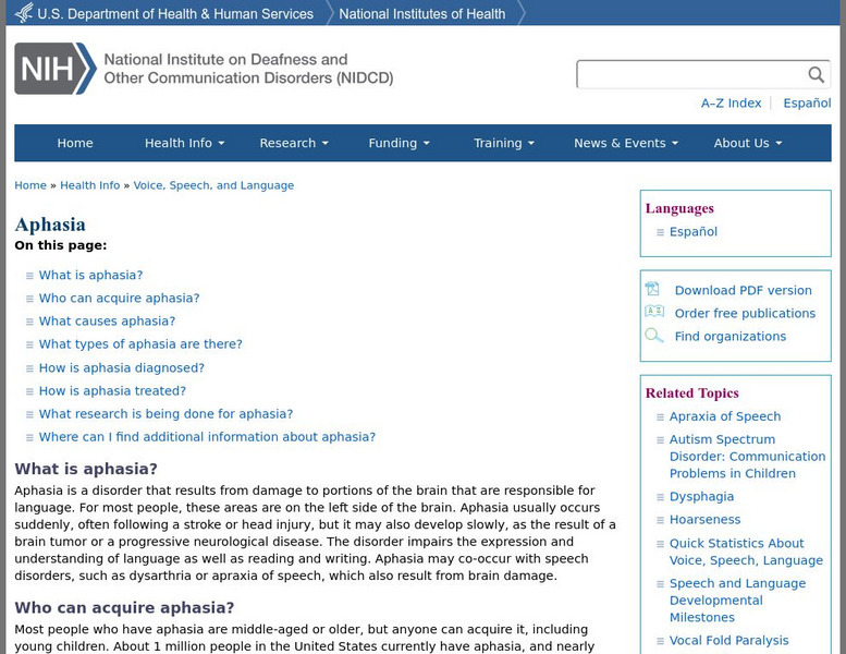 Aphasia: Frequently Asked Questions Professional Doc