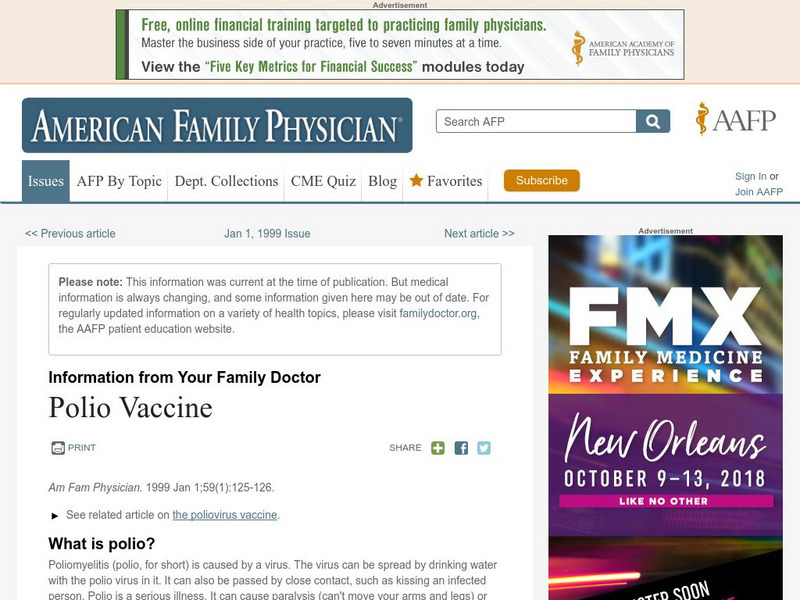 American Family Physician: Polio Vaccine Website American Family Physician: Polio Vaccine Website